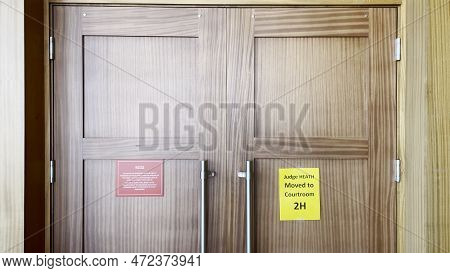 Augusta, Ga Usa - 01 26 23: Richmond County Courthouse Signs On Courtroom Doors