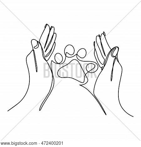 World Animal Protection Day On October 4. Protection Of Wildlife. Animal Paw For Hand Protection Lin