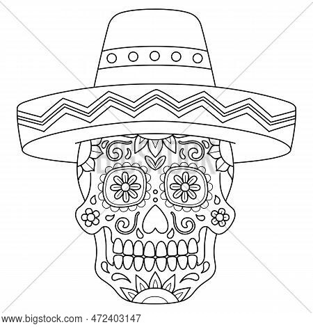 A Cute And Funny Coloring Page Of A Dia De Los Muertos. Provides Hours Of Coloring Fun For Children.