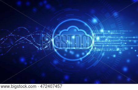 Solution Concept With Cloud Computing, Digital Cloud Computing And Network Concept Background. Cyber