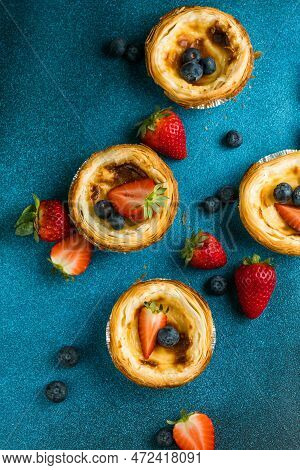 Traditional Portuguese Egg Tart Dessert Pasteis Pastel De Nata Or Pasteis De Belem