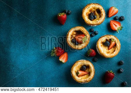 Traditional Portuguese Egg Tart Dessert Pasteis Pastel De Nata Or Pasteis De Belem