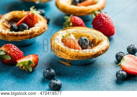 Traditional Portuguese Egg Tart Dessert Pasteis Pastel De Nata Or Pasteis De Belem