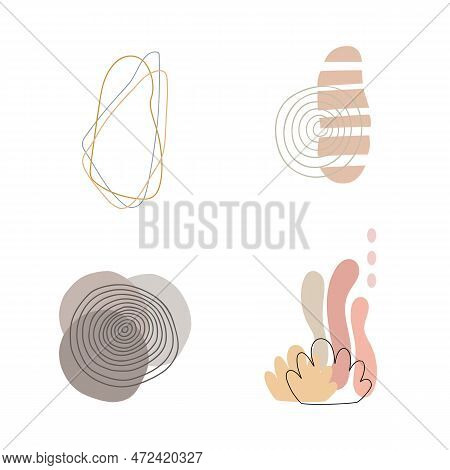 Abstract Shapeless Forms Set Vector Illustration, Cut Out Image, Isolated Hand Drawn Trendy Boho Con