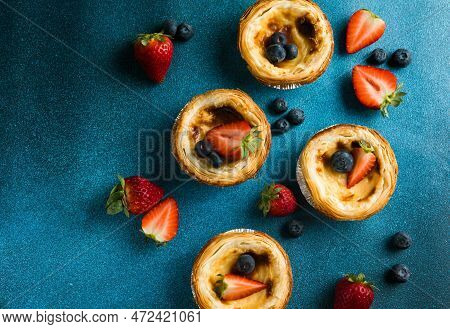 Traditional Portuguese Egg Tart Dessert Pasteis Pastel De Nata Or Pasteis De Belem