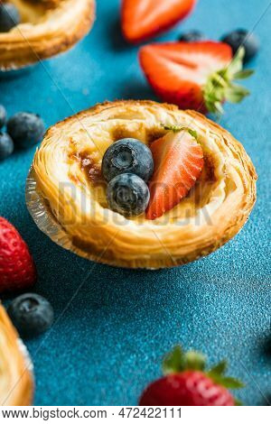 Traditional Portuguese Egg Tart Dessert Pasteis Pastel De Nata Or Pasteis De Belem