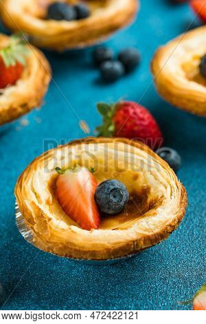 Traditional Portuguese Egg Tart Dessert Pasteis Pastel De Nata Or Pasteis De Belem