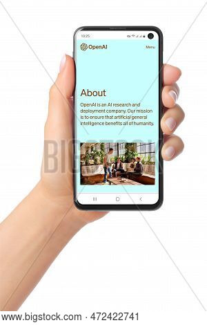 Kiev, Ukraine - March 07, 2023: Openai Website Home Page On Phone Screen In Hand. Openai Is A Non-pr