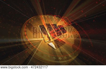 Fight Out Crypto Fght Cryptocurrency Golden Coin 3D Illustration