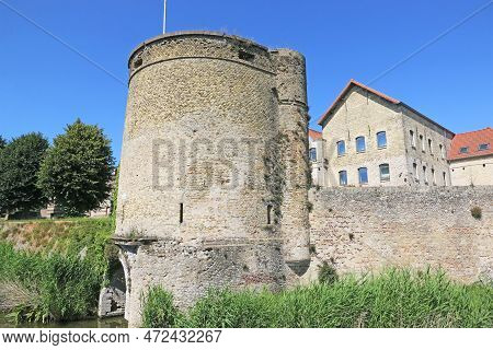 Old City Walls And Tower Of Bergues, France