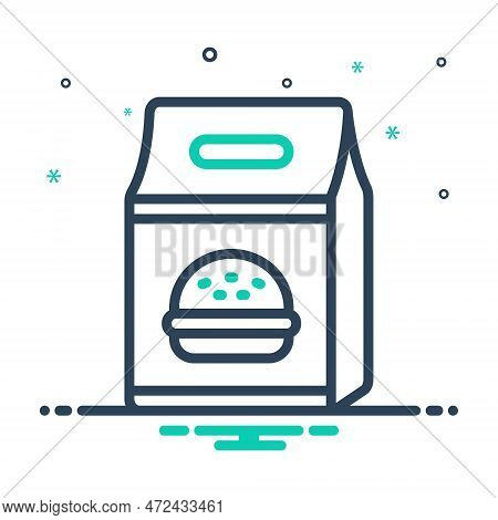 Mix Icon For Packed Rolled Girded Wrapped Food Snack Pouch Container