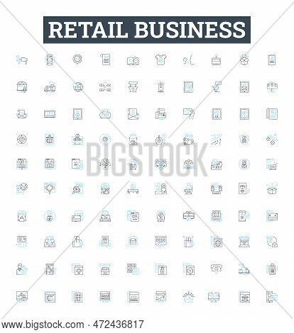 Retail Business Vector Line Icons Set. Shops, Retailers, Merchandise, Selling, Storefronts, Outlets,