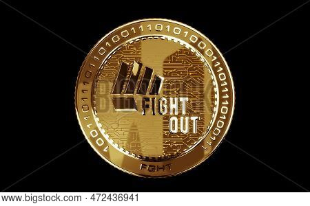 Fight Out Crypto Fght Cryptocurrency Golden Coin 3D Illustration