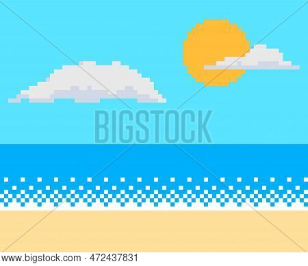 Pixel Art Seascape Vector & Photo (Free Trial) | Bigstock