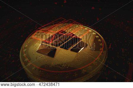Fight Out Crypto Fght Cryptocurrency Golden Coin 3D Illustration