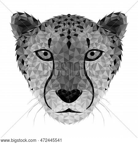 Cheetah Low Poly. Low Poly Triangular Cheetah Face