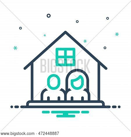 Mix Icon For Household Ménage Family Home Couple Parenthood Mortgage Residence