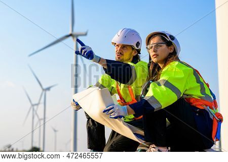 Renewable Energy Engineer Working On Wind Turbine
