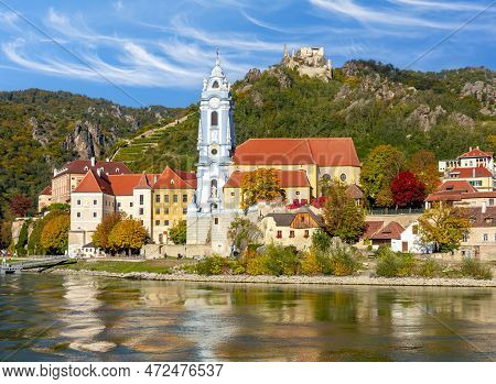 Durnstein Town In Wachau Valley In Autumn, Austria