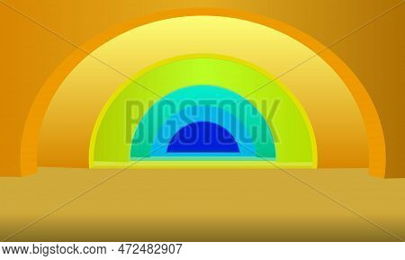 Vector Illustration Depicting Multi-colored Concentrically Combined Arches For Interior Design Of St