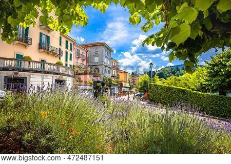 Bellagio. Colorful Street Of Bellagio View, Town On Como Lake, Lombardy Region Of Italy