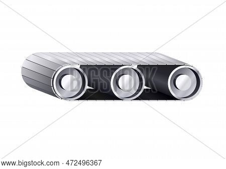 Industrial Rollers Belt Conveyor Vector Illustration Isolated On A White Background