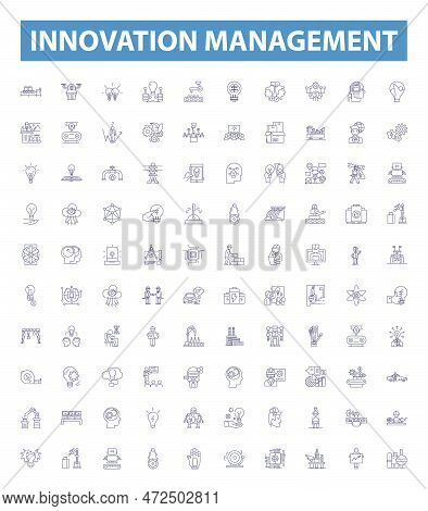 Innovation Management Line Icons, Signs Set. Innovate, Manage, Create, Visionary, Change, Develop, S