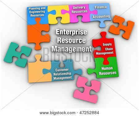 ERM Puzzle soluzione ai problemi di Enterprise Resource Management con tracciato di ritaglio per l'estrazione ombra