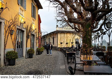 Bergamo, Italy - April 2022: Funicolare S.vigilio, Funicular Railway Connecting Bergamo's Upper City