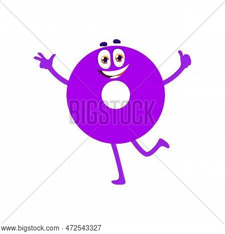 Ring Math Shape Character, Round Circle With Hole In Center Geometric Figure Personage. Isolated Vec