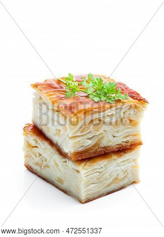 Cheese  Puff Pie Khachapuri Achma Isolated On White