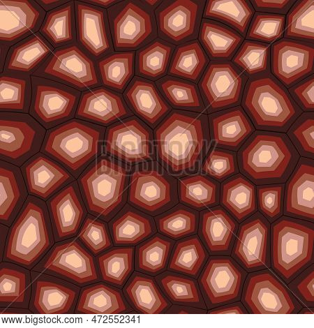 Abstract Modern Turtle Shell Seamless Pattern. Animals Trendy Background. Brown Tortoise Decorative 