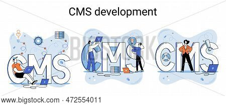 Digital Content Management System, Cms Development Software Metaphor. Information System Or Computer