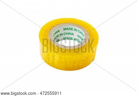 Transparent Adhesive Tape For Packaging Isolated On White Background