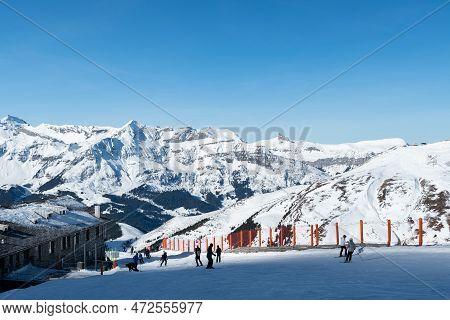 Eigergletscher, Canton Bern, Switzerland, February 11, 2023 Incredible Beautiful View Over The Snow 