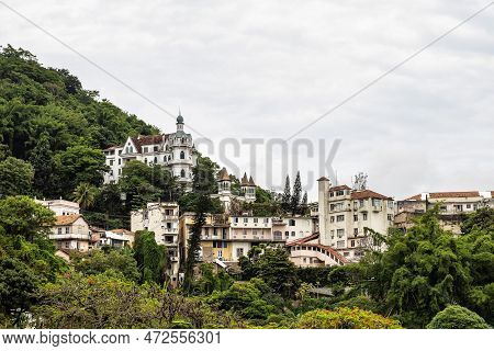 Old Colonial Portuguese Architecture Houses In Lapa And Santa Teresa District Of Rio De Janeiro, Bra