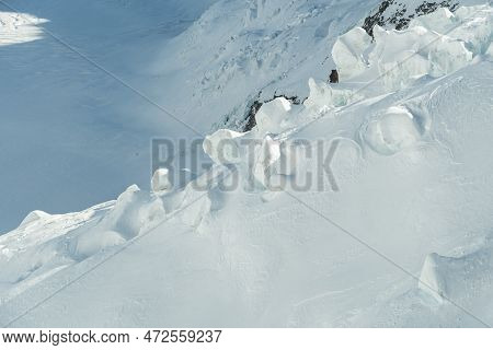 Eigergletscher, Canton Bern, Switzerland, February 11, 2023 Incredible Beautiful View Over The Snow 