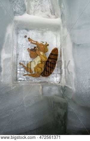 Jungfraujoch, Canton Bern, Switzerland, February 11, 2023 Scrat The Squirrel Known From The Ice Age 