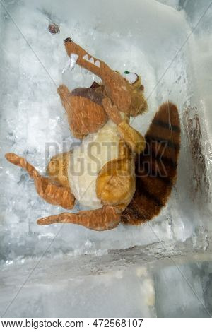 Jungfraujoch, Canton Bern, Switzerland, February 11, 2023 Scrat The Squirrel Known From The Ice Age 