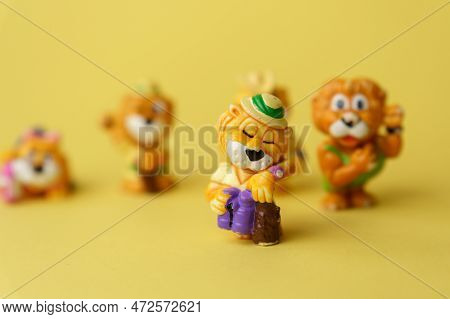 Tyumen, Russia-february 15, 2023: Kinder Surprise Lions. Kinder Surprise Toy. Sweet Gift. Hobby. Kin