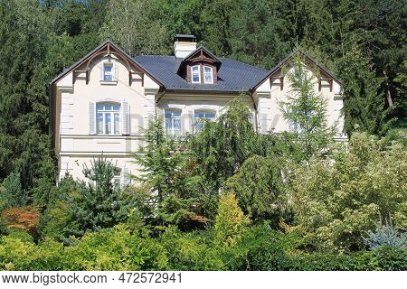 Architecture In The Spa Town Of Trencianske Teplice, Slovakia. Nice Summer Day.