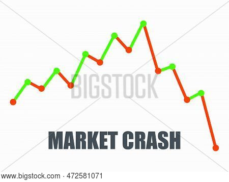 Graph Of The Fall Of The Financial Market. The Collapse Of Stocks, Cryptocurrencies. Bear Market Ind