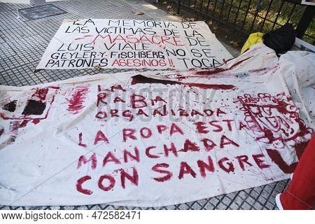Buenos Aires, Argentina; March 8, 2023: Text: The Memory Of The Victims Of The Luis Viale Massacre I
