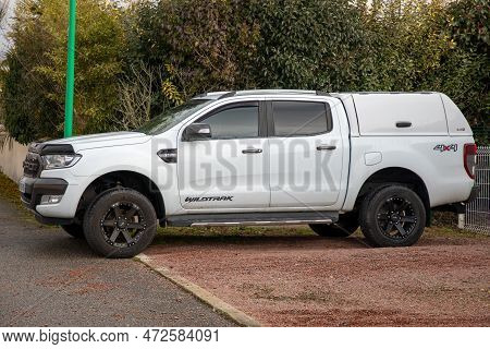 Bordeaux , Aquitaine  France - 03 05 2023 : Ford Ranger Wildtrak Logo Brand Automobile Car Sign Text