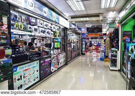 Taipei, Taiwan - December 4, 2018: People Visit Pc Parts Stores At Guanghua Digital Plaza Computer M