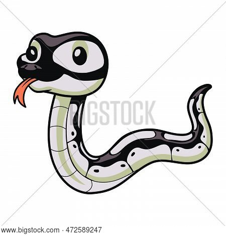 Vector Illustration Of Cute Happy Python Snake Cartoon
