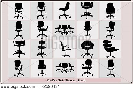 Chair Icon,office Chairs Silhouettes Vector Illustration,black Modern Office Armchair Set,illustrati
