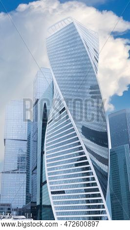 Moscow,russia - 19 November,2022: View On Evolution Tower To Mibc.noted For Its Futuristic Dna-like 