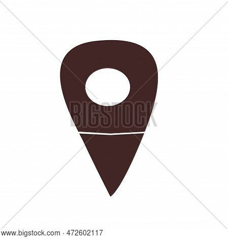 Button Gps Icon Of Broun Color In A Cartoon Style