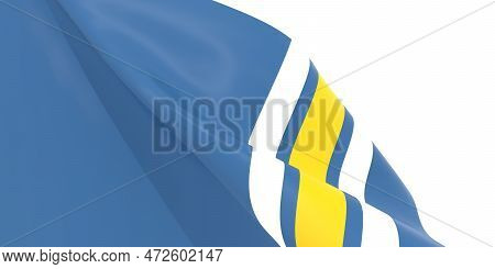 Waved Flag Textured By Saint Louis Blues Ice Hockey Team Uniform Colors. 3d Render